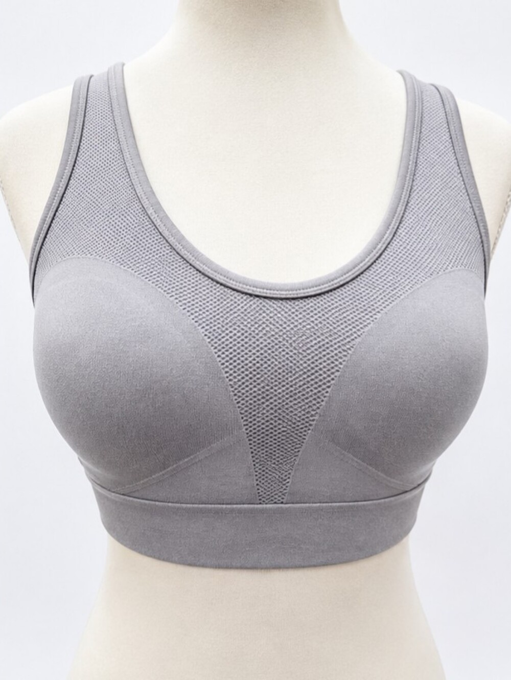 Velocity Heather Gray Strappy Back Sports Bra Size Large Activewear Athletic Bra